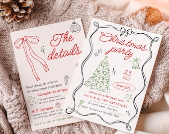 Christmas Invitation Christmas Party Invitation Illustrated Holiday Party Invite Whimsical Hand Drawn Christmas Invite Xmas Party Invitation