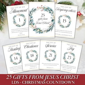 25 Gifts from Jesus Christ LDS Christmas Countdown Printable Advent Cards Christian Scripture Verses LDS Holiday Gift Set Lds Christmas Gift