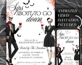 Halloween Invitation Halloween Party Invitation Template Halloween Animated Video Invitation Digital Halloween Invite Cocktail Halloween Sip