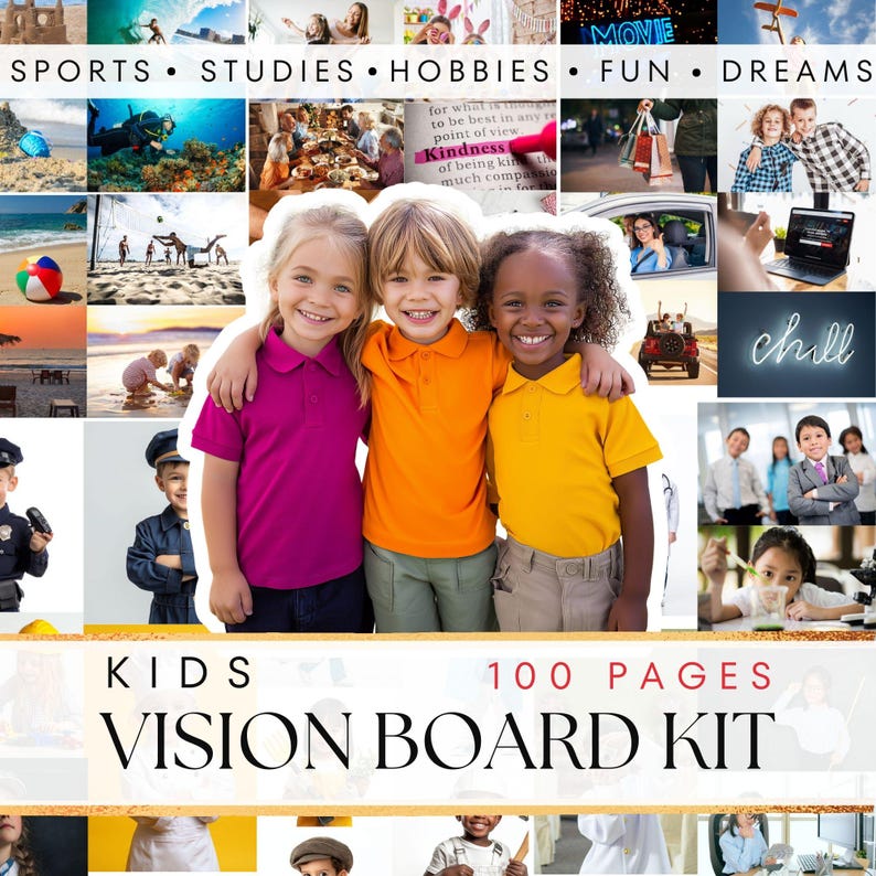 Kids Vision Board Printable Teens Vision Board Boys Girls Vision Board 2026 Vision Board Printable PDF 2026 Dreams & Goals Kids Affirmations image 1