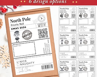 Christmas Mailing Labels Christmas Labels Personalized Santa Shipping Label Christmas Gift Tags Christmas Gift Stickers North Pole Label Kid