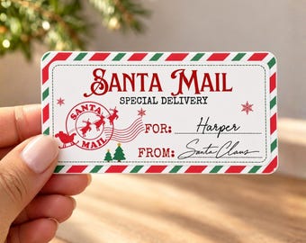 Christmas Gift Label for Kids Personalized Santa Mail Sticker Special Delivery Tag Christmas Gift Wrapping Label Christmas Gift Tag Gift Box