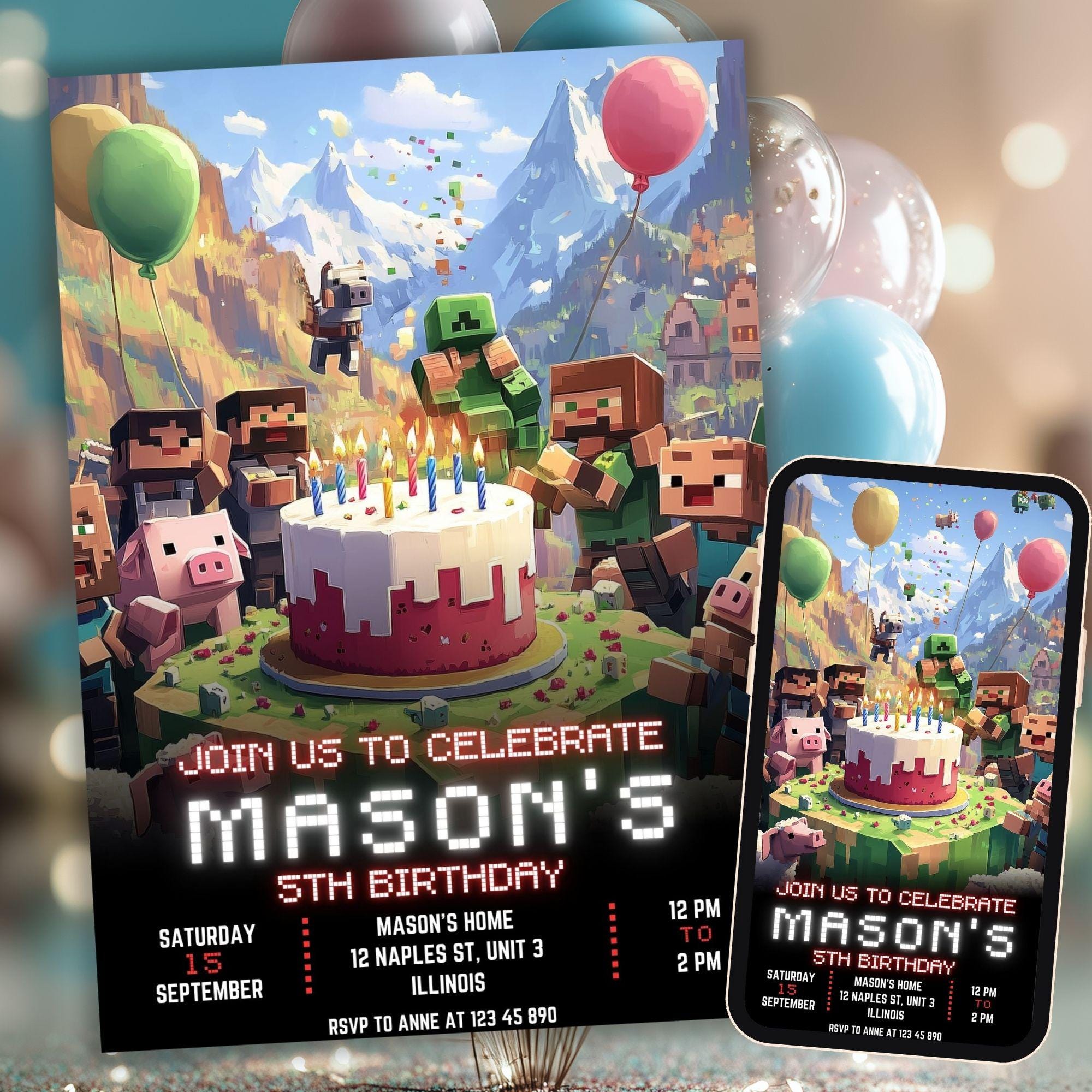 Minecraft Invite for Phone & Print