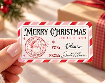 Merry Christmas Present Stickers Kids Christmas Stickers Christmas Favor Stickers Christmas Name Labels Custom Holiday Wrapping Kids Present