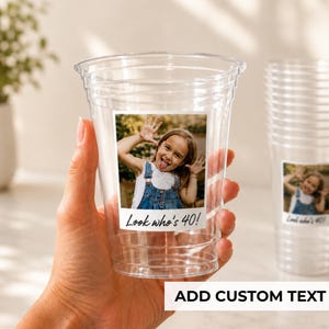 Tasses photo personnalisées Tasses visage personnalisées 16 oz Tasses de fête en plastique 16 oz Tasses photo d'anniversaire Tasses vintage de l'année Tasses photo personnalisées Cadeau de fête