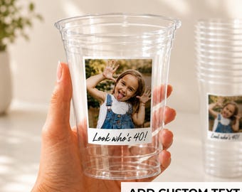 Custom Photo Cups Personalized Face Cups 16oz Plastic Party Cups Birthday Photo Cups Vintage Year Cup Picture Cups Personalized Party Favor