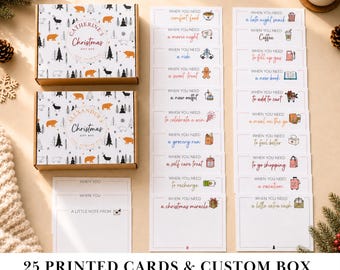 Personalized Christmas Gift Box with 25 Open When Cards Christmas Gift Card Booklet Christmas Cash Gift for Son Daughter Christmas Gift Wife