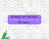 Daily Doodle Printable Monthly Doodle of the Day Planner Page Doodle Challenge Anxiety Relief for Adults Monthly Doodle Coloring for Adults