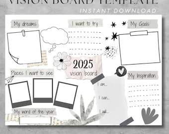 Vision Board Template for Students Printable Vision Board Kids Collage Template Teens Goal Setting Chart Printable PDF School Vision board