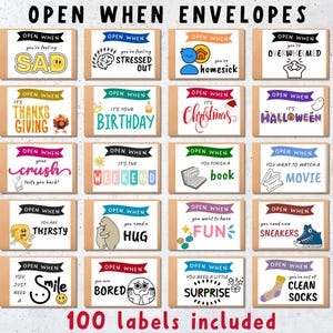 Open When Envelope for College Students Printable College Open Envelopes  College Letters College Care Packages Going Away Gifts for Student