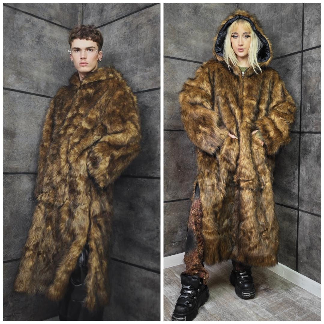 Shaggy Festival Collarless Coat Pink Fuzzy Cropped Trench Faux Fur