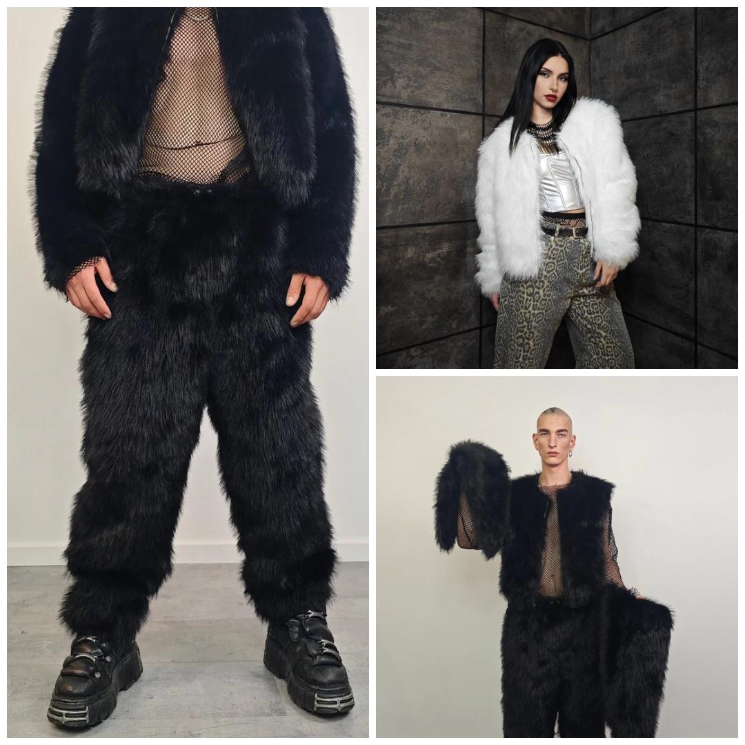 Ken Faux Fur Coat off White Long Shaggy Halloween Trench Oil Wash