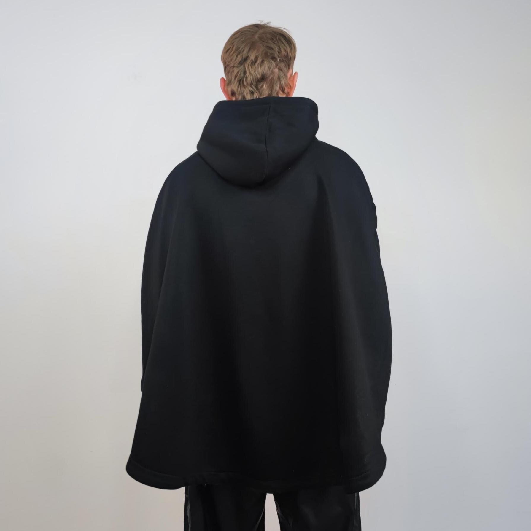 Gothic Cape Raised Neck Punk Hoodie Utility Poncho Gorpcore Cloak