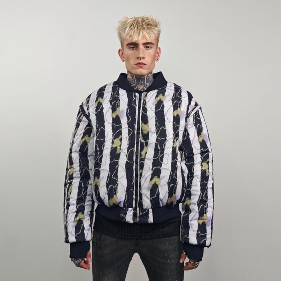Vertical Stripe Bomber Black White Jacket Creepy Reversible