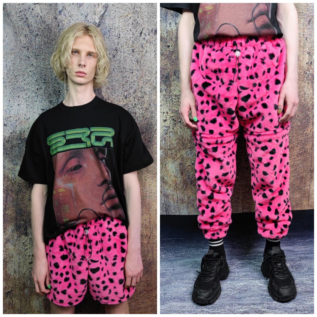 Pink Spot Shorts Fleece Polka Dot Pants Spot Pattern Trousers Neon ...