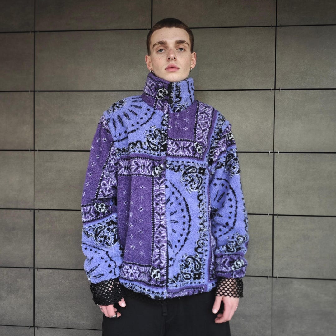 ネイバーフッド bandana track jacket XL Bandana Track Jacket Purple Fleece Paisley Bomber Detachable