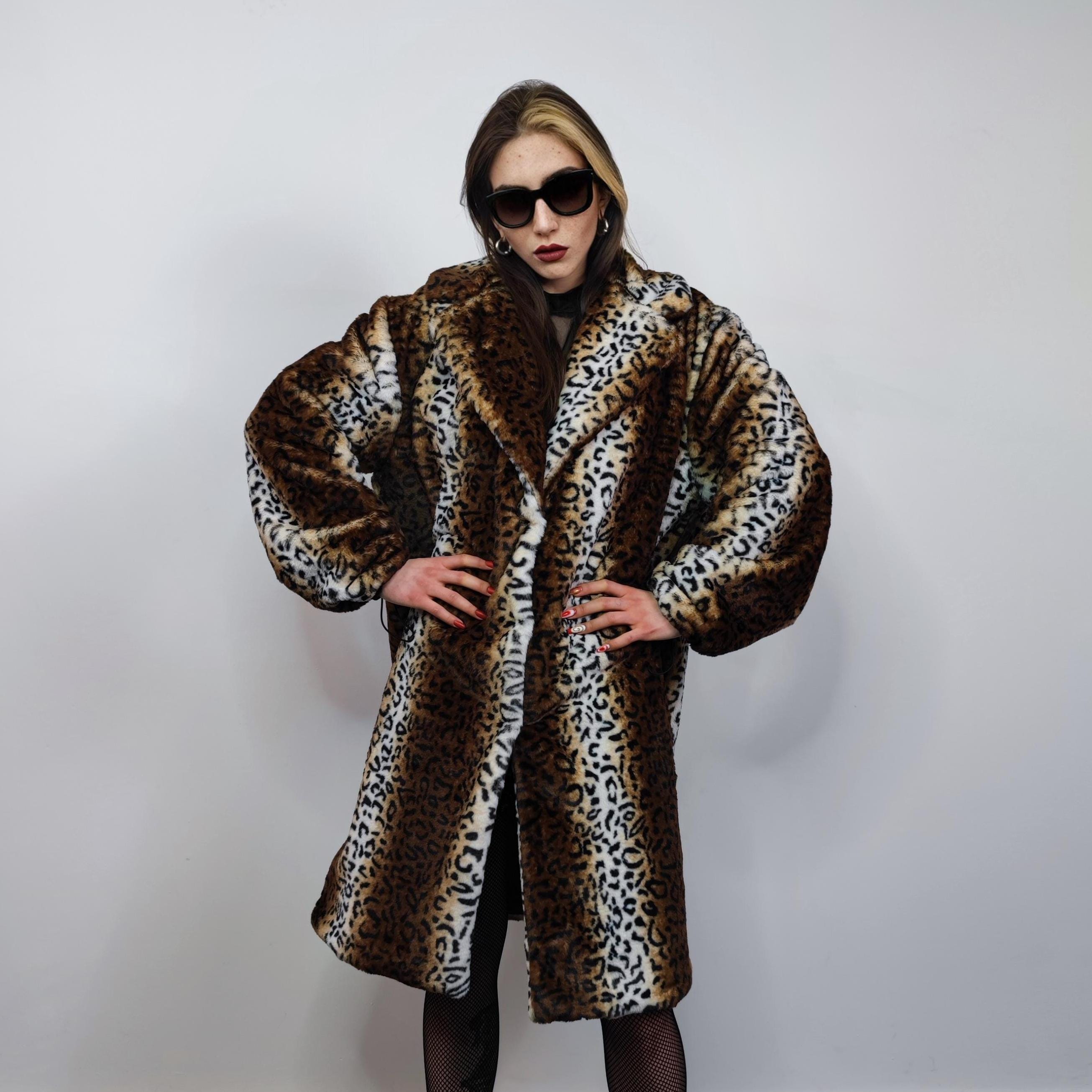 Crop Animal Print Coat Brown Short Leopard Jacket Cheetah Trench