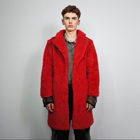 Lambskin Fleece Coat Red Teddy Trench Custom Bomber Solid Pattern