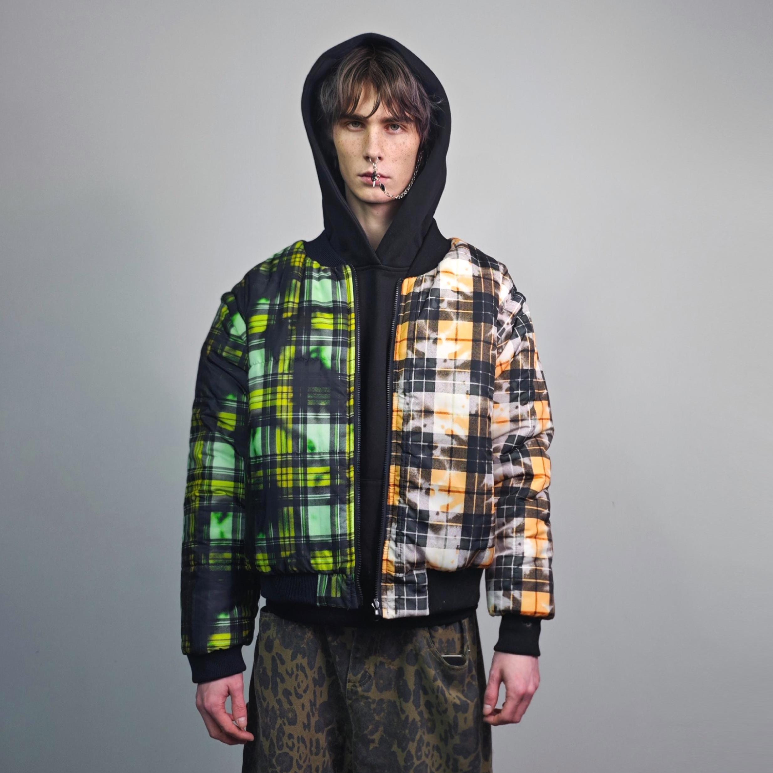 Veste à capuche hiver pour femme avec motif à carreaux écossais