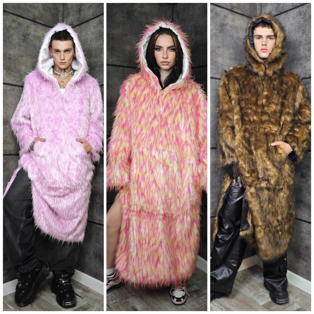 ジャケット・アウター NOTREemor wave silhouette fluffy coat Shaggy Faux Fur Coat, Neon Purple, Lavender Haze Jacket, Y2K Rave