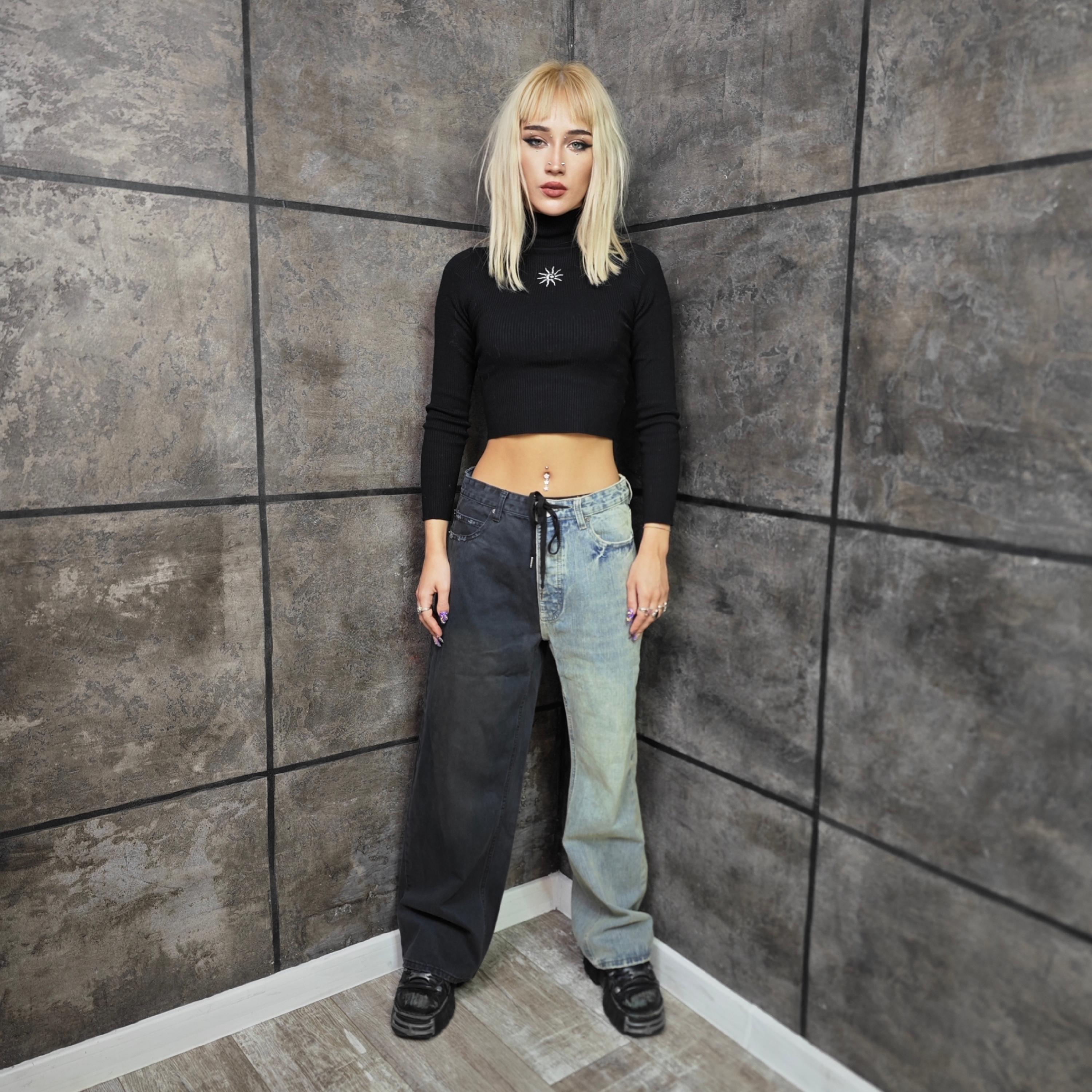 grunge nudie jeans skinny y2k swag drip Buy Two Tone Jeans Black 