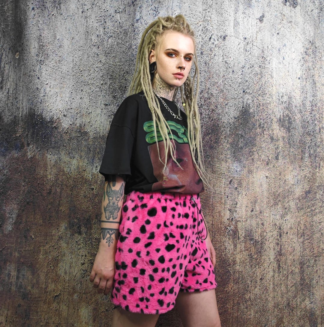 Pink Spot Shorts Fleece Polka Dot Pants Spot Pattern Trousers Neon ...