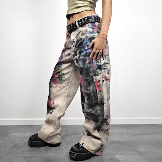 Paint Splatter Jeans Wide Leg Unisex Streetwear Denim Artistic