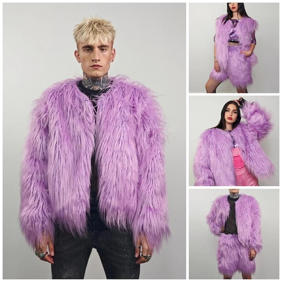 000★アンヌーク Collarless Shaggy Coat Collarless Shaggy Coat