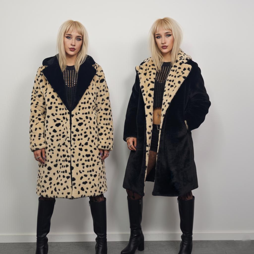 Ladybug Plush Coat Red Black Reversible Trench Spot Print Bomber
