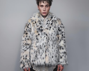 Vintage 80's Monterey Fashions Faux Fur Coat Leopard Cheetah Brown