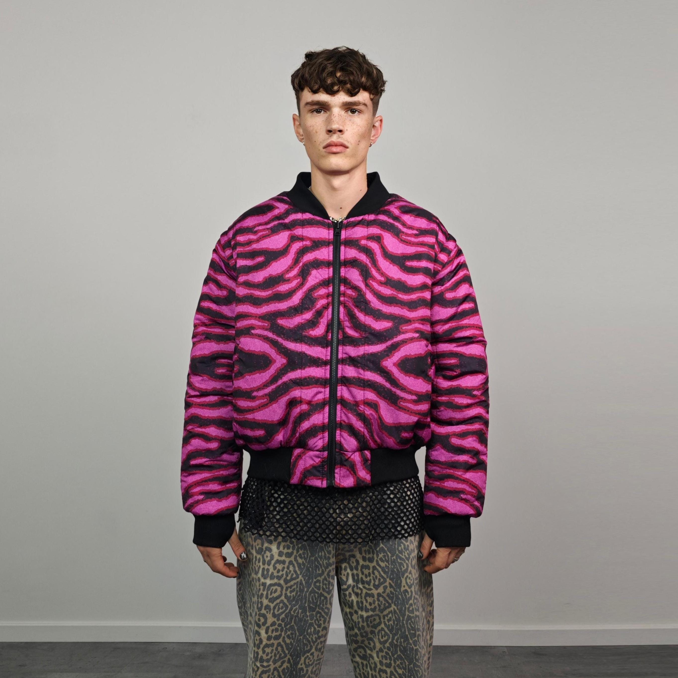 Leopard Jacket Neon Pink Animal Print Bomber Reversible