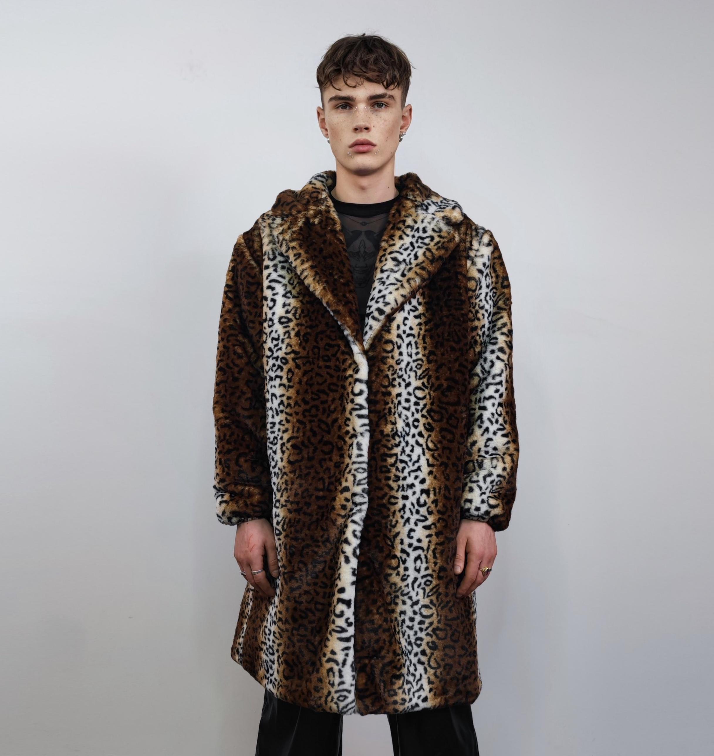 Crop Animal Print Coat Brown Short Leopard Jacket Cheetah Trench