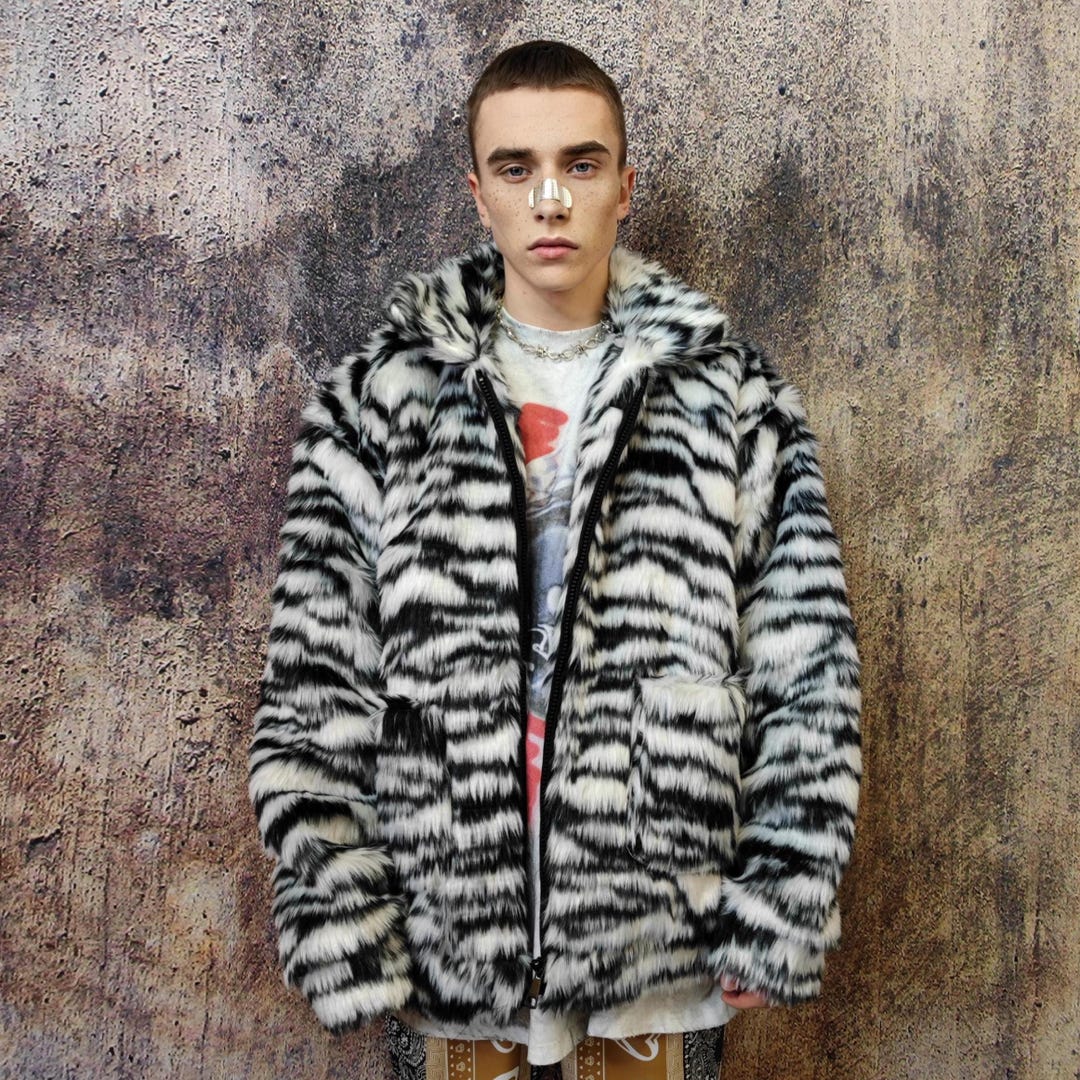 ジャケット・アウター Fur Jacket - Faux Fur / Uneven Printed Zara faux fur animal print jacket | Pickle