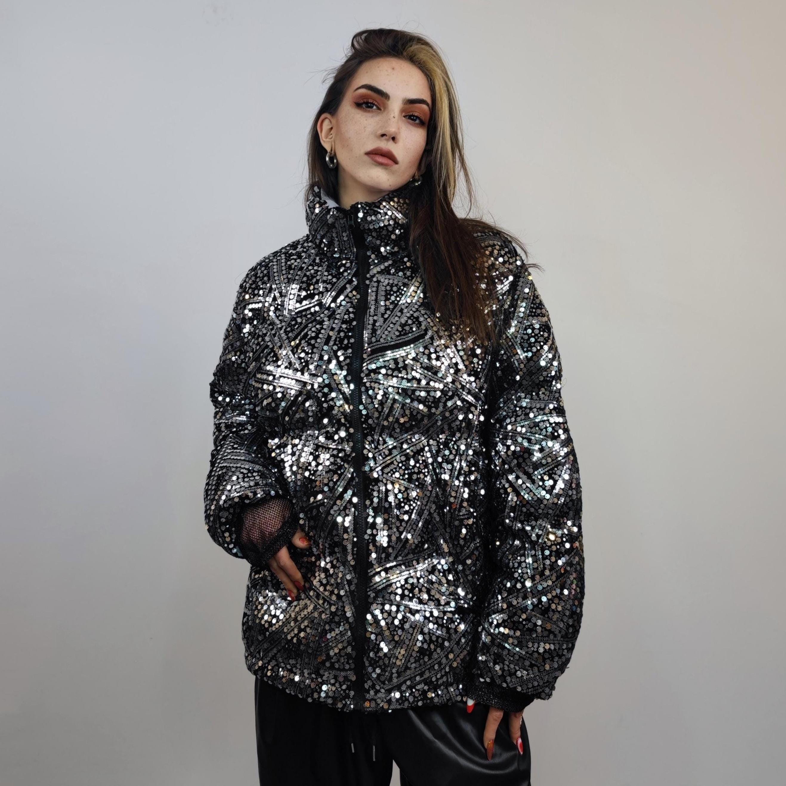 Sequin 【ERL】24SS UNISEX MINI SEQUINS PUFFER BAG Puffer Jacket - Etsy