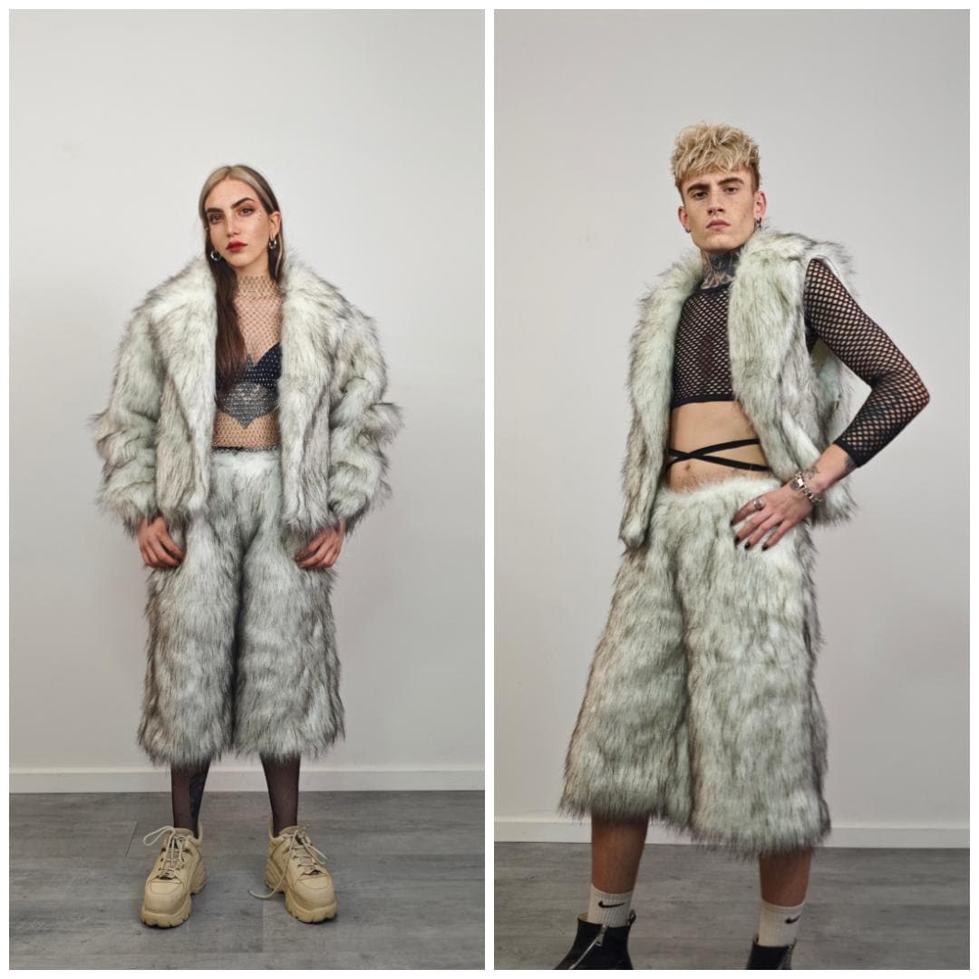 Brown Faux Fur Shaggy Trousers, Unisex Statement Pants, Cozy