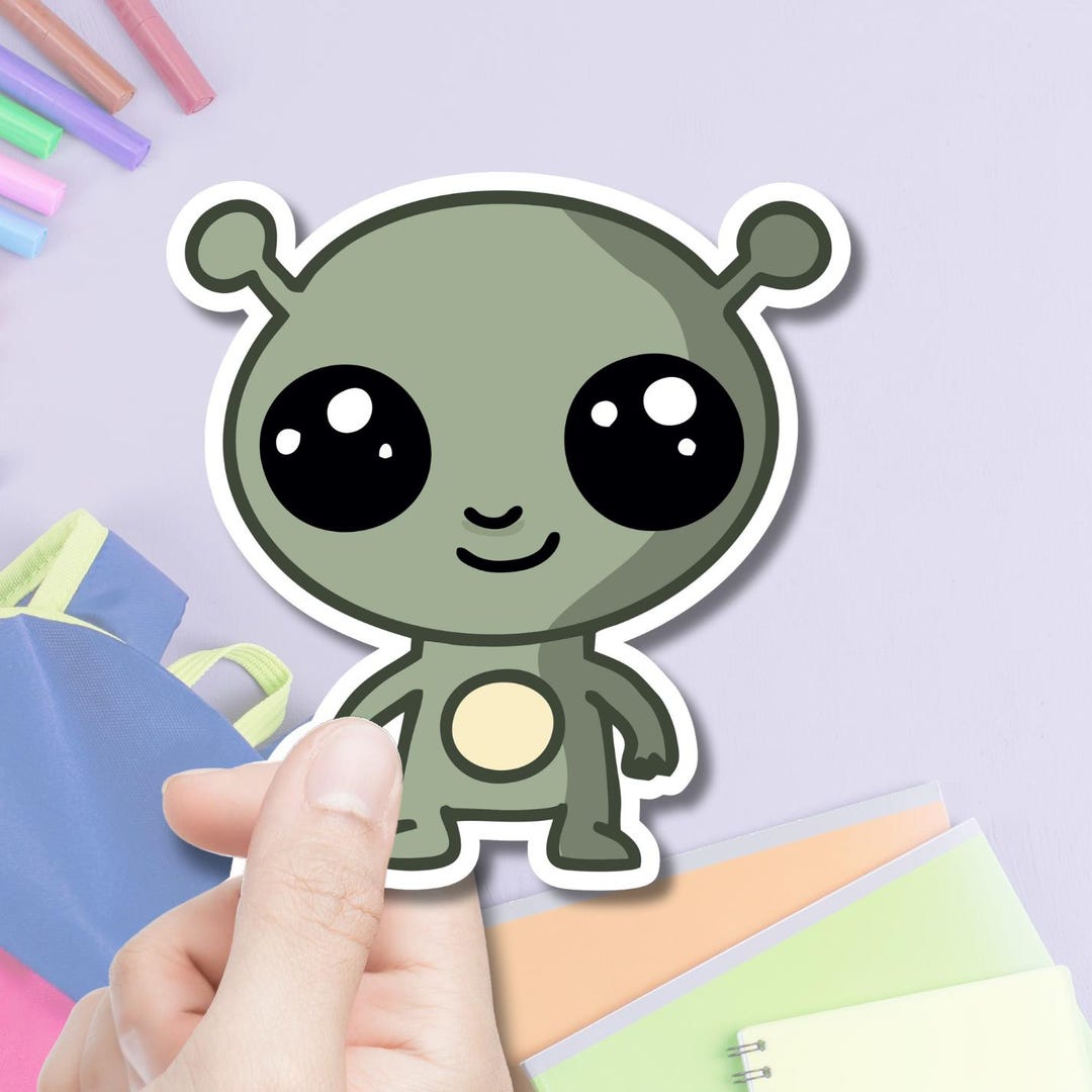 Cute Alien Buddy Sticker Adorable Space Decal for Kids and Space Lovers ...