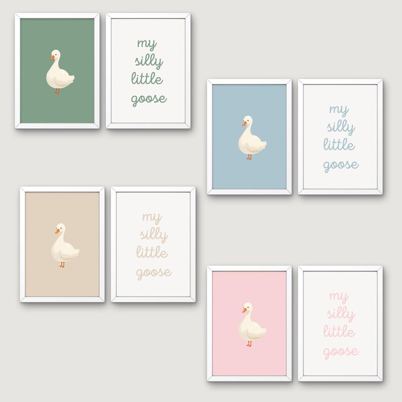 My Silly Little Goose Pastel Wall Art Nursery Kid Room Decor Toddler ...