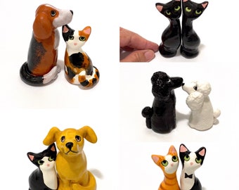 Wedding Cake Toppers, Custom Pet Figurines, Cat and Dog Figurines, Handmade Ceramics