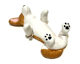 Corgi Ring Holder, Engagement Gift, Pembroke Welsh Corgi Figurine, Handmade Ceramics