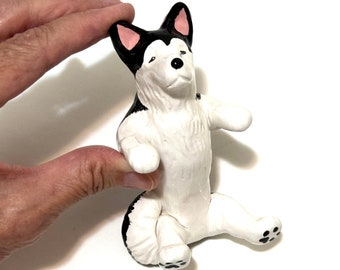 Husky Figurine, Engagement Gift, Dog Ring Holder, Handmade Ceramics