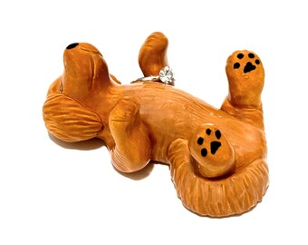 Red Goldendoodle Gift, Dog Ring Holder, Mini Doodle Figurine, Handmade Ceramics