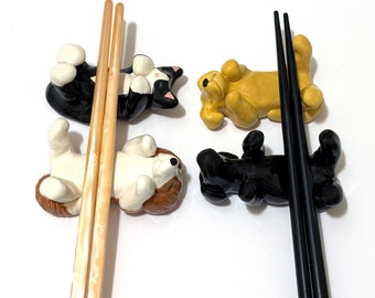 Custom Pet Gift, Cat or Dog Chopstick Holders, Paintbrush Rests, Set of Four Figurines, Engagement Gift, Handmade Ceramics