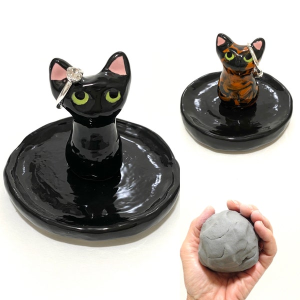 Custom Cat Ring Dish, Personalized Ring Holder, Birthday Gift, Handmade Ceramics