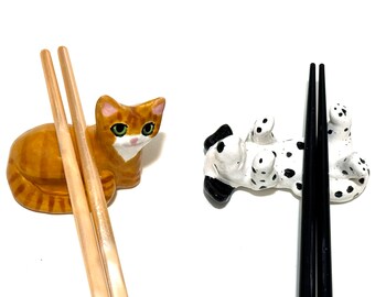 Chopstick Rests, Sushi Lovers Accessories, Mothers’ Day Gift, Asian Cuisine, Cat and Dog Miniatures, Handmade Ceramics