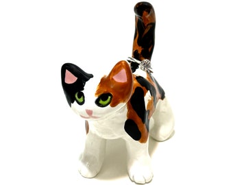 Calico Cat Gift, Animal Ring Holder, Calico Cake Topper, Handmade Ceramics