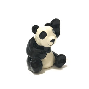 Panda Bear Figurine, Panda Cake Topper, Zoo Animal Party, Handmade Ceramics