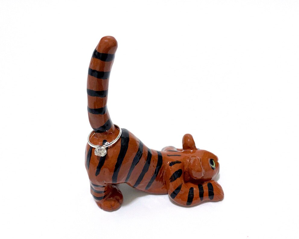 Tiger Ring Holder Gift For Him Animal Cake Topper Handmade Etsy