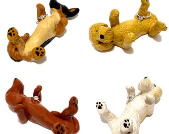 Bridesmaids’ Gifts, Wedding Decor, Set of Four Sleeping Puppies, Dog Ring Holders, Handmade Ceramic Sculpture