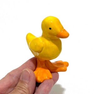 Yellow Duck Figurine, Animal Ring Holder, Duck Cake Topper, Handmade Ceramic Art