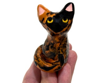 Tortie Ring Holder, Cat Cake Topper, Pet Lovers Gift, Handmade Ceramics